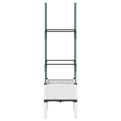 vidaXL Garden Planter with Trellis White 40x40x142.5 cm PP