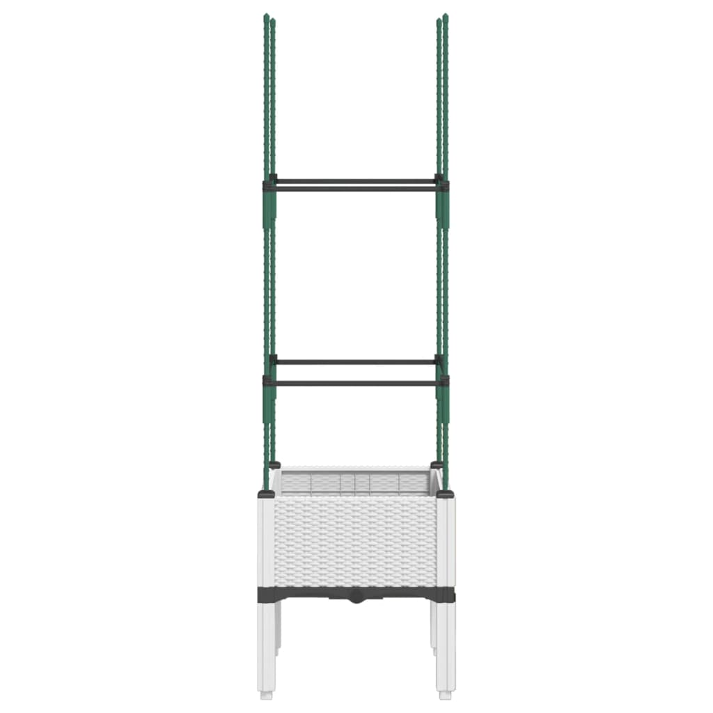 vidaXL Garden Planter with Trellis White 40x40x142.5 cm PP