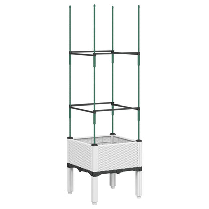 vidaXL Garden Planter with Trellis White 40x40x142.5 cm PP
