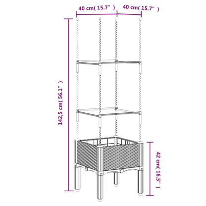 vidaXL Garden Planter with Trellis White 40x40x142.5 cm PP