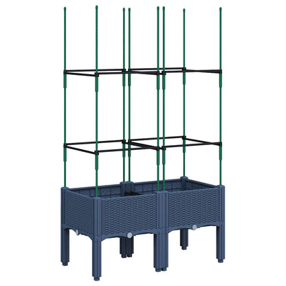 vidaXL Garden Planter with Trellis Blue Grey 80x40x142.5 cm PP