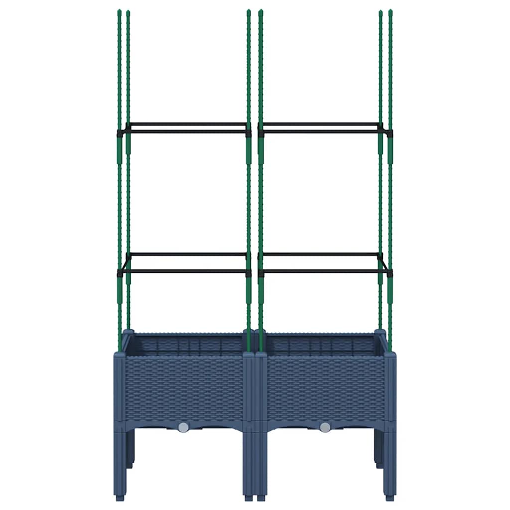 vidaXL Garden Planter with Trellis Blue Grey 80x40x142.5 cm PP