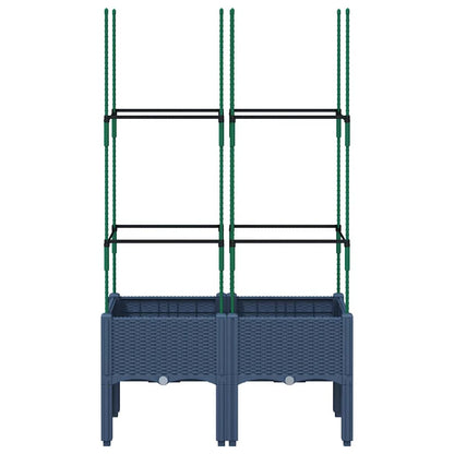 vidaXL Garden Planter with Trellis Blue Grey 80x40x142.5 cm PP
