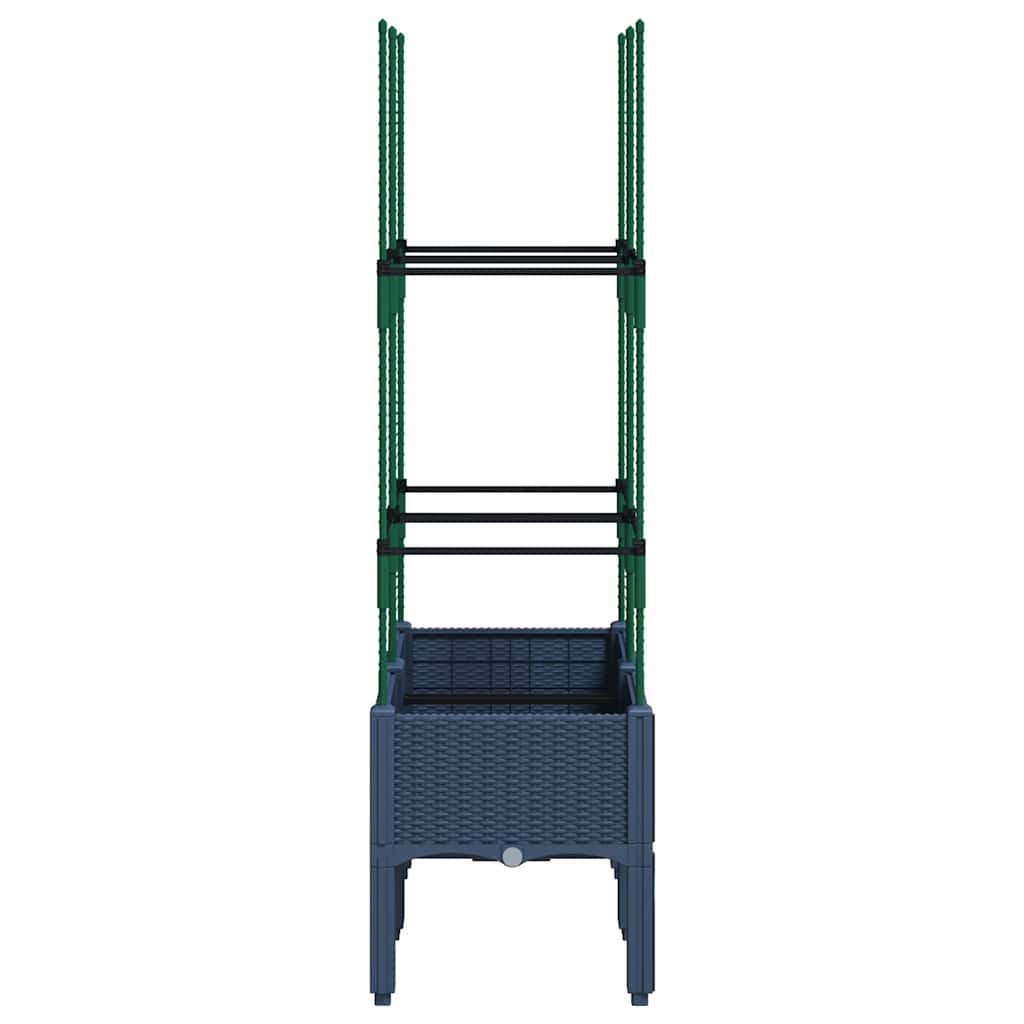 vidaXL Garden Planter with Trellis Blue Grey 80x40x142.5 cm PP