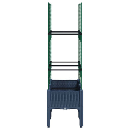 vidaXL Garden Planter with Trellis Blue Grey 80x40x142.5 cm PP