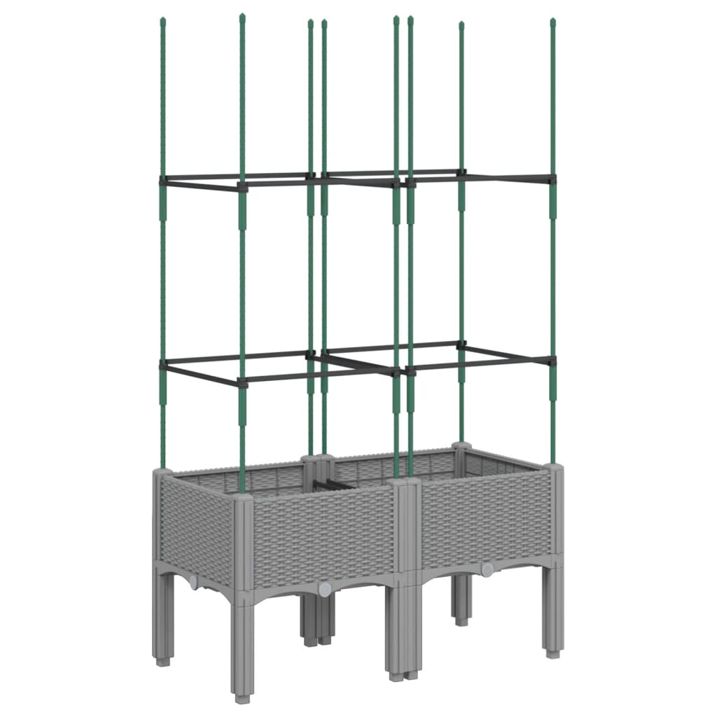 vidaXL Garden Planter with Trellis Light Grey 80x40x142,5 cm PP