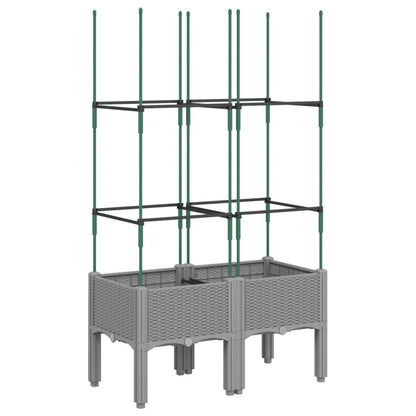vidaXL Garden Planter with Trellis Light Grey 80x40x142,5 cm PP