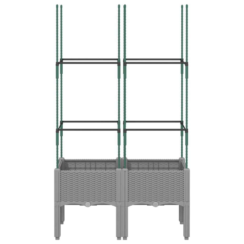 vidaXL Garden Planter with Trellis Light Grey 80x40x142.5 cm PP