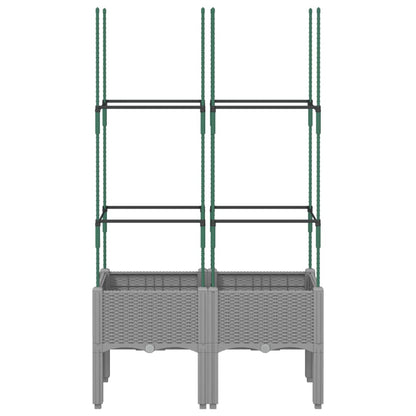 vidaXL Garden Planter with Trellis Light Grey 80x40x142,5 cm PP