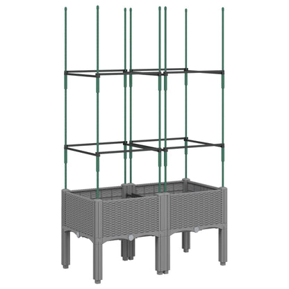 vidaXL Garden Planter with Trellis Light Grey 80x40x142,5 cm PP