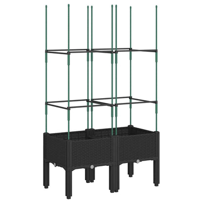 vidaXL Garden Planter with Trellis Black 80x40x142,5 cm PP