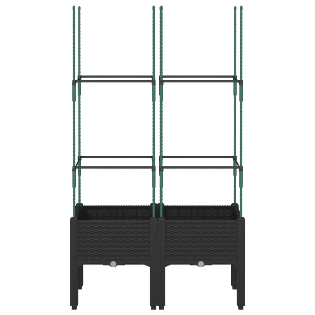 vidaXL Garden Planter with Trellis Black 80x40x142.5 cm PP