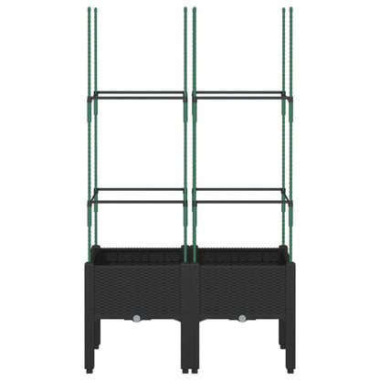 vidaXL Garden Planter with Trellis Black 80x40x142.5 cm PP