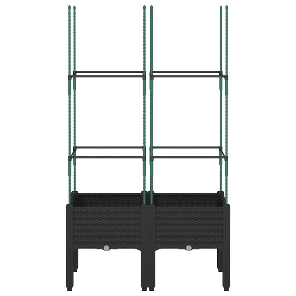 vidaXL Garden Planter with Trellis Black 80x40x142,5 cm PP