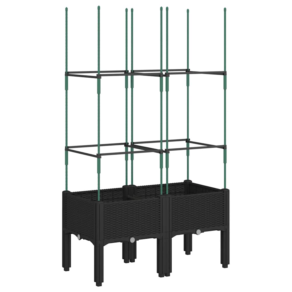 vidaXL Garden Planter with Trellis Black 80x40x142,5 cm PP