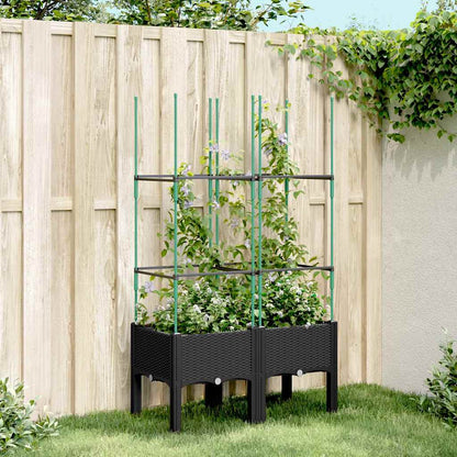 vidaXL Garden Planter with Trellis Black 80x40x142,5 cm PP
