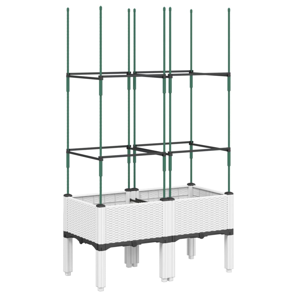 vidaXL Garden Planter with Trellis White 80x40x142.5 cm PP