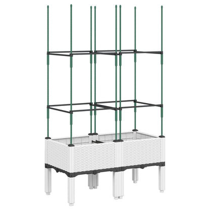 vidaXL Garden Planter with Trellis White 80x40x142.5 cm PP