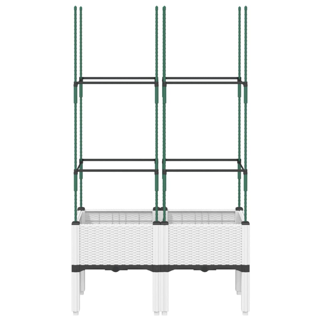 vidaXL Garden Planter with Trellis White 80x40x142.5 cm PP