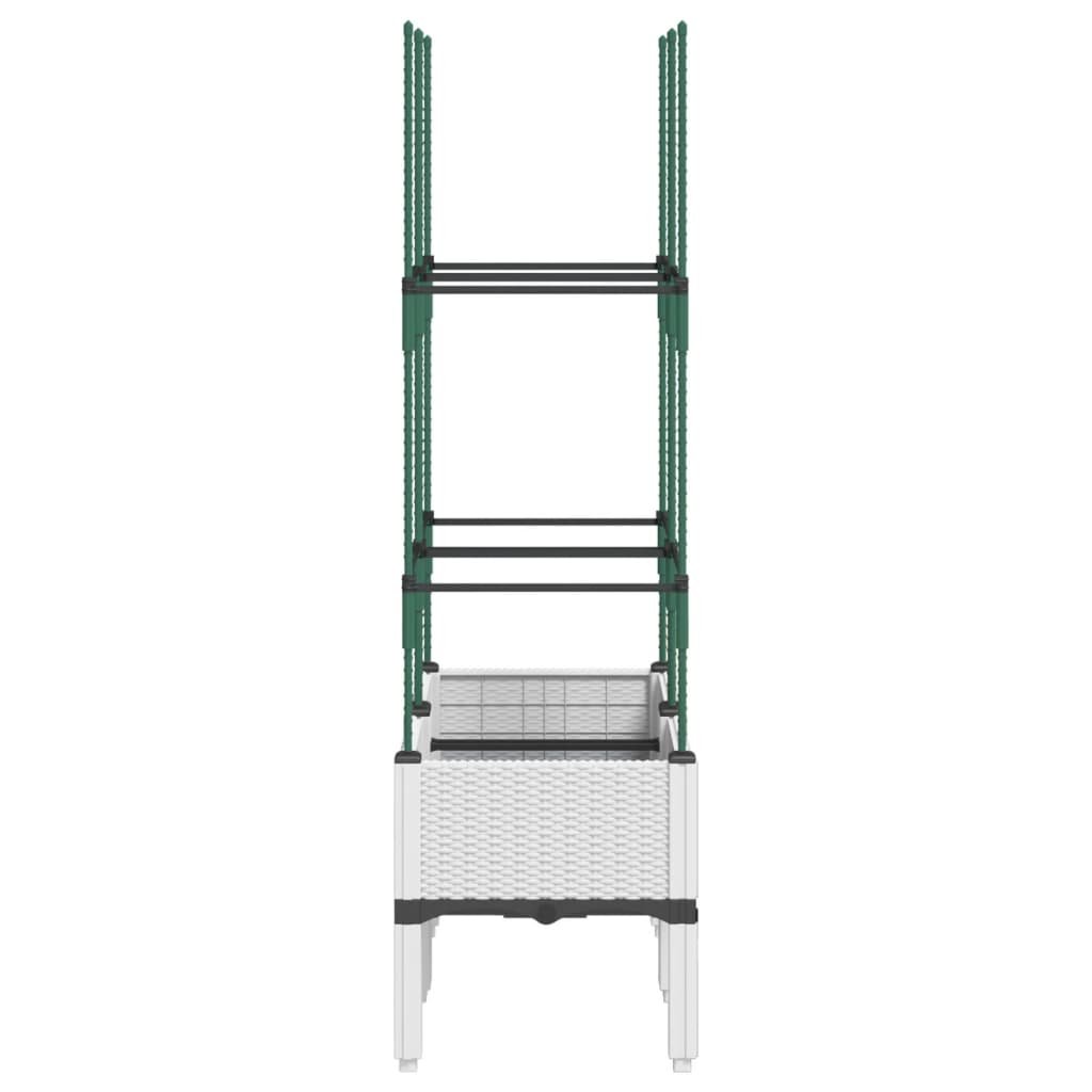 vidaXL Garden Planter with Trellis White 80x40x142.5 cm PP
