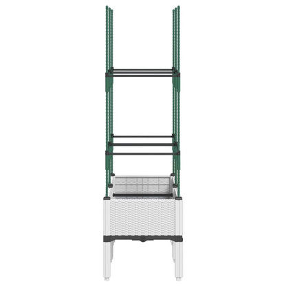 vidaXL Garden Planter with Trellis White 80x40x142.5 cm PP