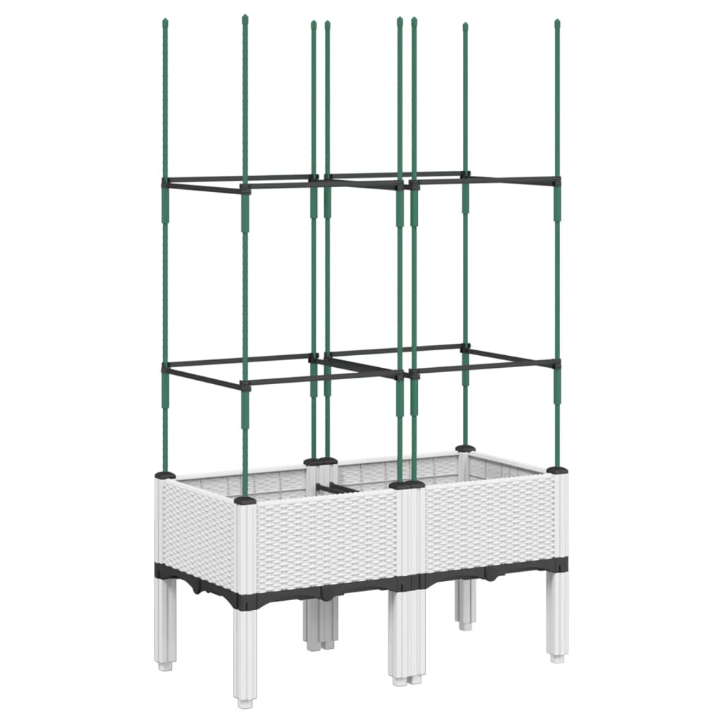 vidaXL Garden Planter with Trellis White 80x40x142.5 cm PP