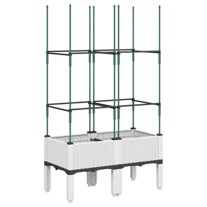 vidaXL Garden Planter with Trellis White 80x40x142.5 cm PP
