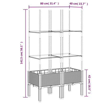 vidaXL Garden Planter with Trellis White 80x40x142.5 cm PP