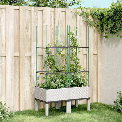 vidaXL Garden Planter with Trellis White 80x40x142,5 cm PP