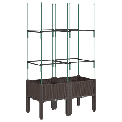 vidaXL Garden Planter with Trellis Brown 80x40x142,5 cm PP