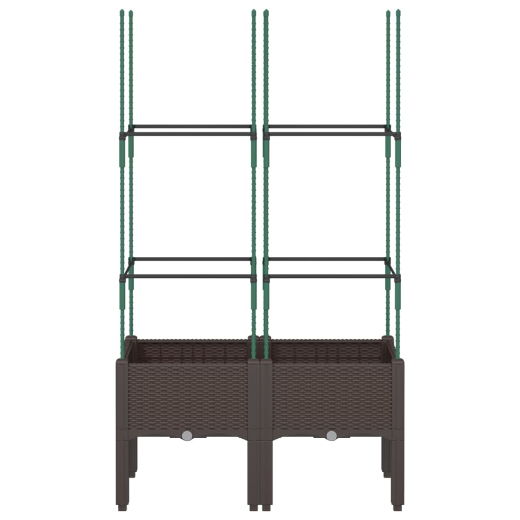 vidaXL Garden Planter with Trellis Brown 80x40x142.5 cm PP