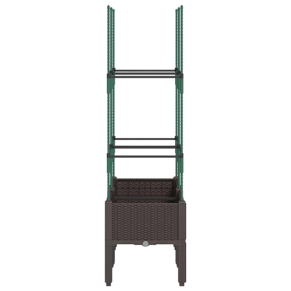 vidaXL Garden Planter with Trellis Brown 80x40x142.5 cm PP