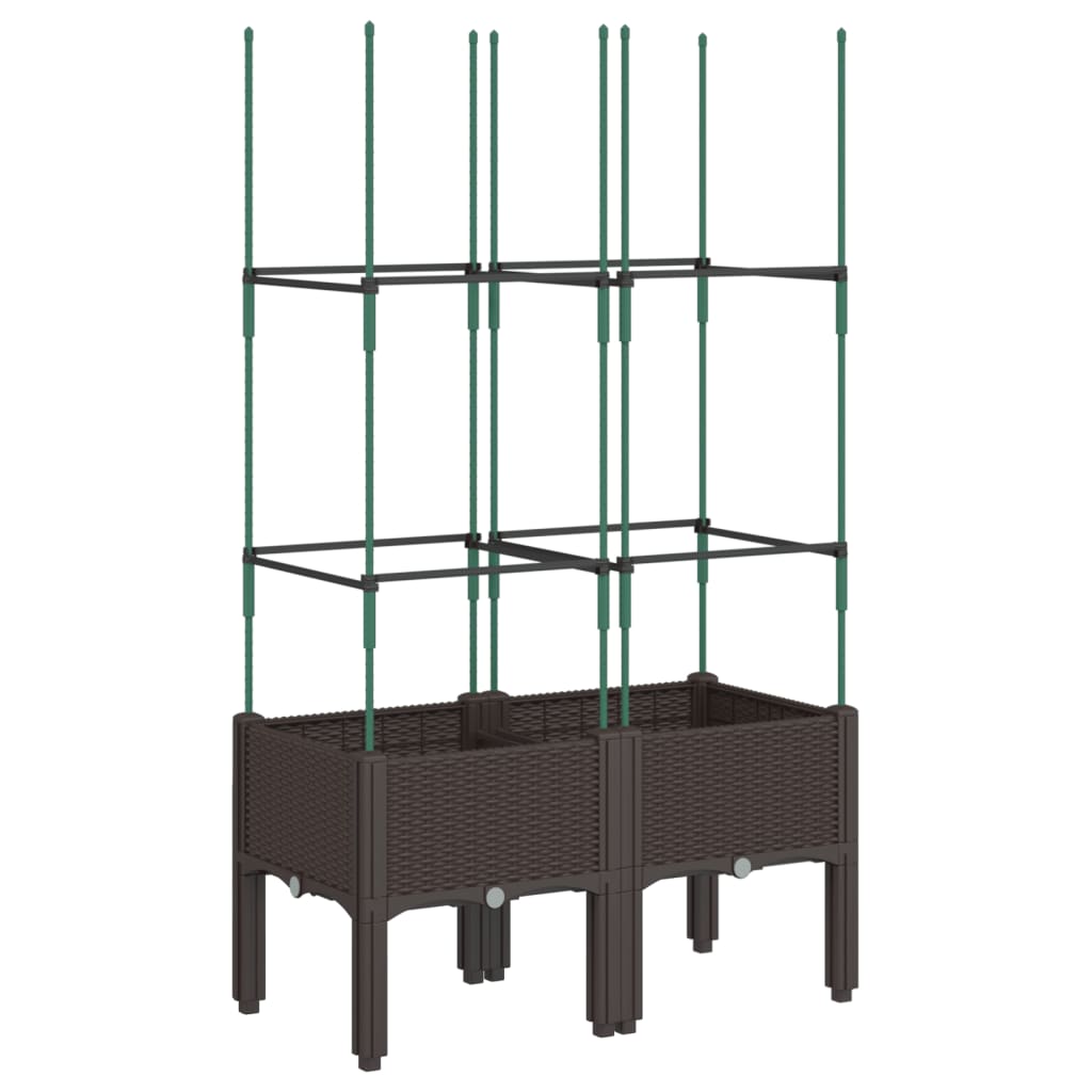 vidaXL Garden Planter with Trellis Brown 80x40x142,5 cm PP