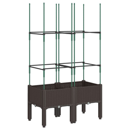 vidaXL Garden Planter with Trellis Brown 80x40x142,5 cm PP