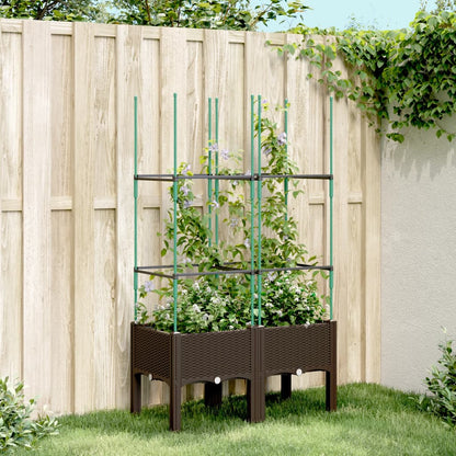 vidaXL Garden Planter with Trellis Brown 80x40x142,5 cm PP