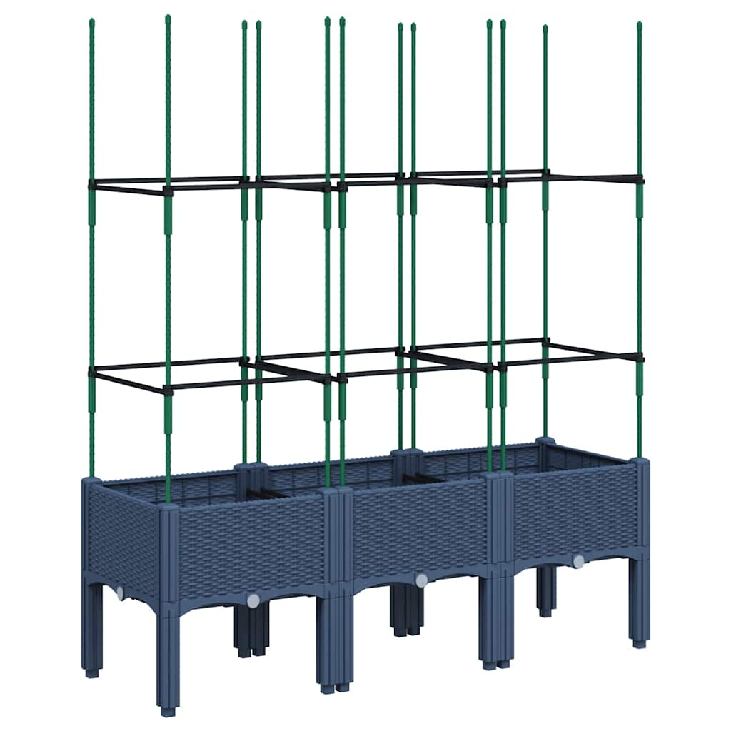 vidaXL Garden Planter with Trellis Blue Grey 120x40x142,5 cm PP