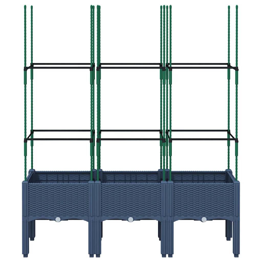 vidaXL Garden Planter with Trellis Blue Grey 120x40x142,5 cm PP
