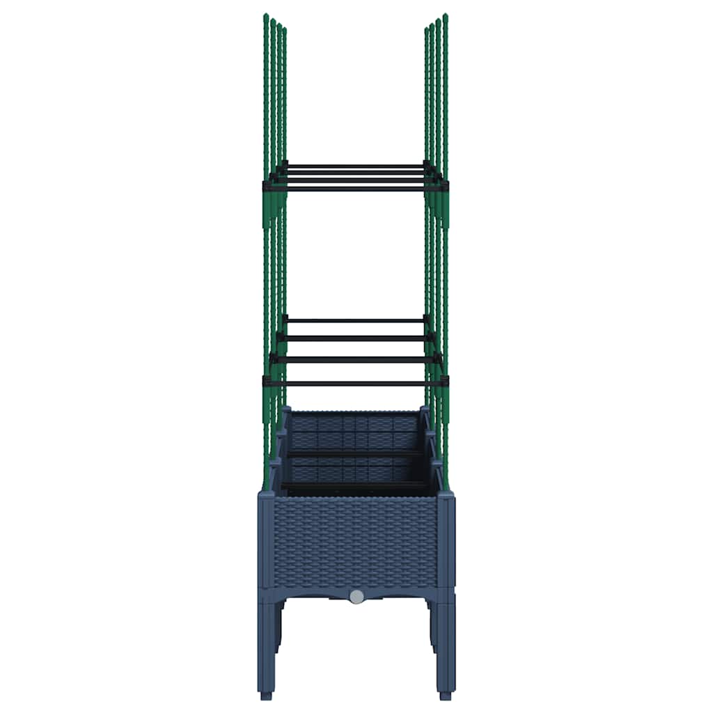 vidaXL Garden Planter with Trellis Blue Grey 120x40x142.5 cm PP