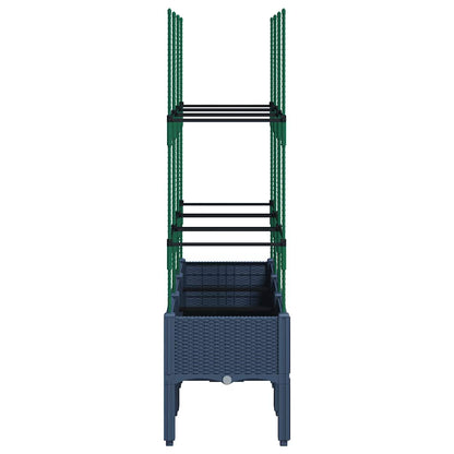 vidaXL Garden Planter with Trellis Blue Grey 120x40x142.5 cm PP