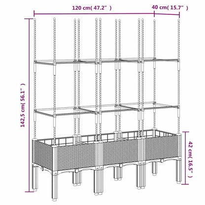 vidaXL Garden Planter with Trellis Blue Grey 120x40x142.5 cm PP