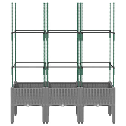vidaXL Garden Planter with Trellis Light Grey 120x40x142.5 cm PP