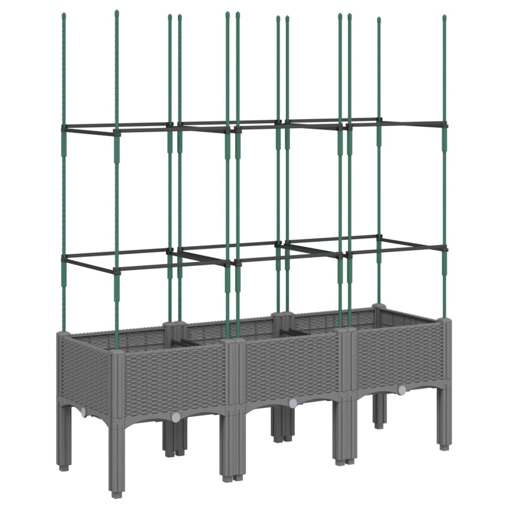 vidaXL Garden Planter with Trellis Light Grey 120x40x142,5 cm PP
