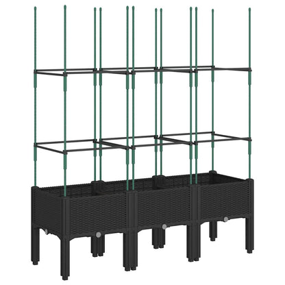vidaXL Garden Planter with Trellis Black 120x40x142,5 cm PP
