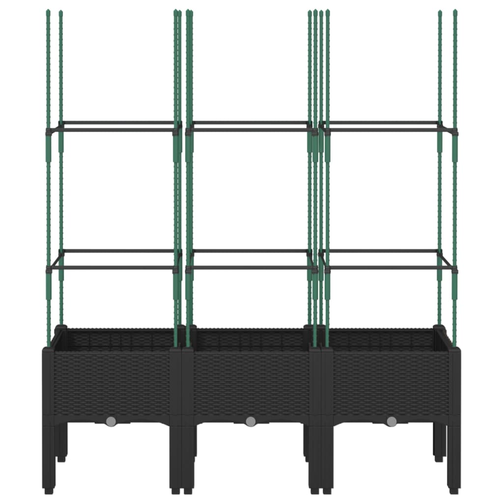 vidaXL Garden Planter with Trellis Black 120x40x142.5 cm PP