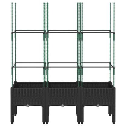vidaXL Garden Planter with Trellis Black 120x40x142.5 cm PP