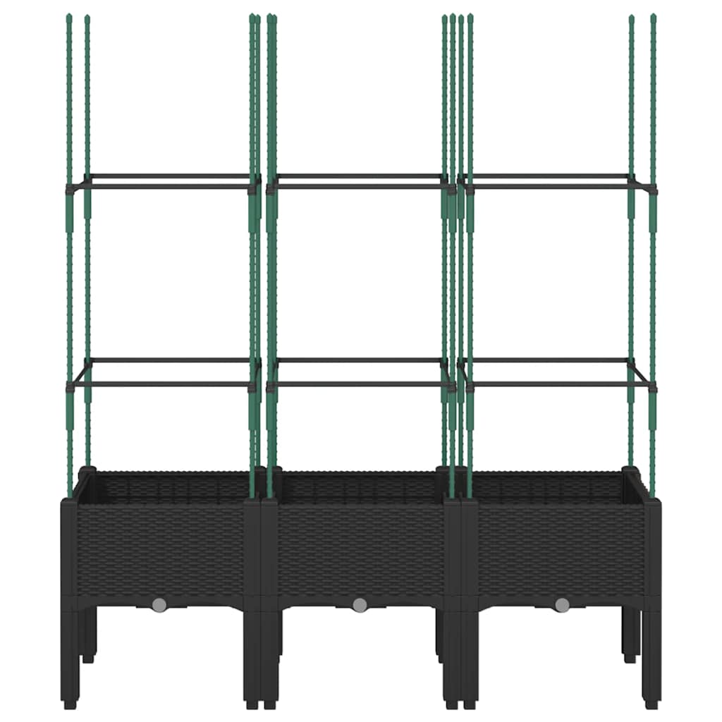 vidaXL Garden Planter with Trellis Black 120x40x142.5 cm PP