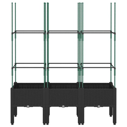 vidaXL Garden Planter with Trellis Black 120x40x142.5 cm PP