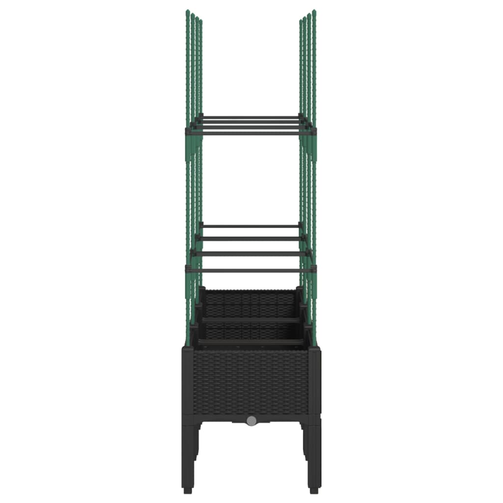 vidaXL Garden Planter with Trellis Black 120x40x142.5 cm PP