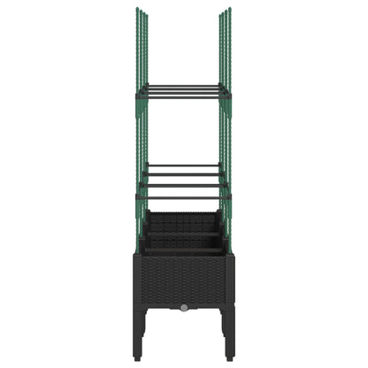 vidaXL Garden Planter with Trellis Black 120x40x142.5 cm PP