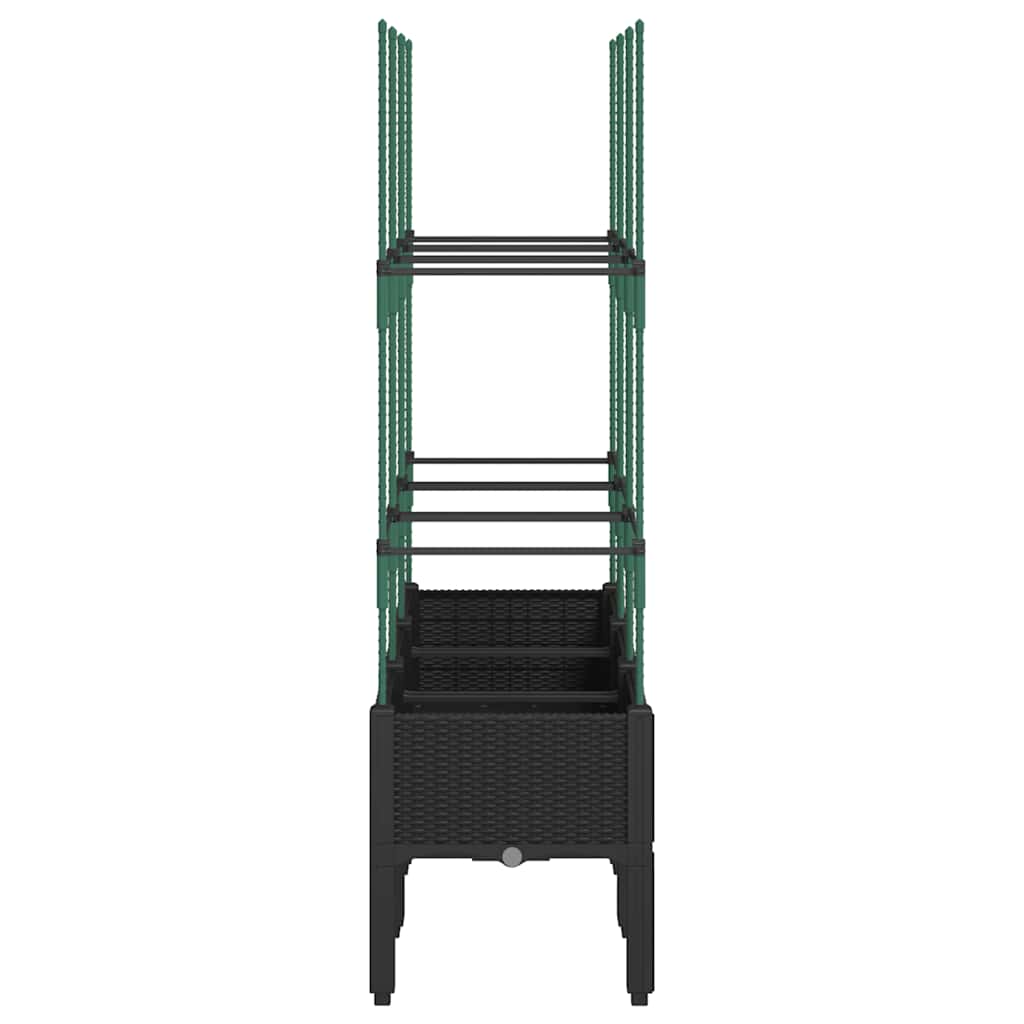 vidaXL Garden Planter with Trellis Black 120x40x142.5 cm PP